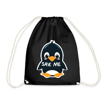 An adorable penguin to save - Drawstring Bag - black - Front