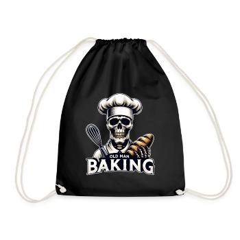 Old Man Baking Skull mit Bäckermütze backt Brot - Turnbeutel - Schwarz - Vorne