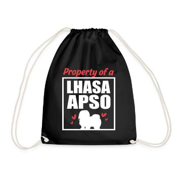 Lhasa Apso Hund - Turnbeutel - Schwarz - Vorne