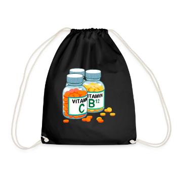 vitamins - Drawstring Bag - black - Front