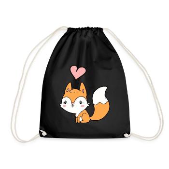 Fox - Drawstring Bag - black - Front