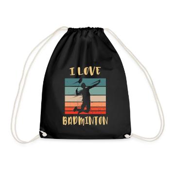 I love Badminton Jump Smash - Drawstring Bag - black - Front