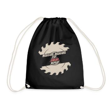 Measure Cut Swear Repeat Carpenter - Drawstring Bag - black - Front