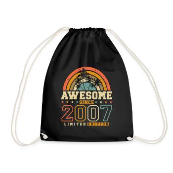 2007 Vintage Retro Birthday Gift - Drawstring Bag - black - Front