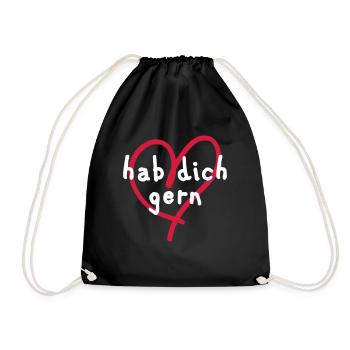 hab dich gern Herz hab dich lieb Freundschaft - Turnbeutel - Schwarz - Vorne