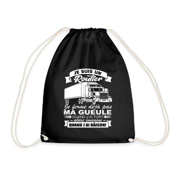 Routier Shirt • Je ferme pas ma gueule • Cadeau - Sac de sport léger - noir - Devant