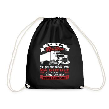 Routier Shirt • Je ferme pas ma gueule • Cadeau - Sac de sport léger - noir - Devant