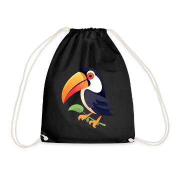 Toucan minimaliste aux yeux rouges - Sac de sport léger - noir - Devant