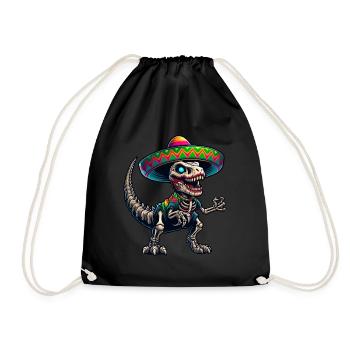 Cinco de Mayo T-Rex vs Zombies - Drawstring Bag - black - Front