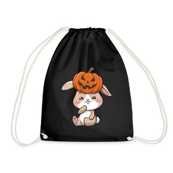 Mignon Halloween Lapin Citrouille Dessin Animé Octobre - Sac de sport léger - noir - Devant