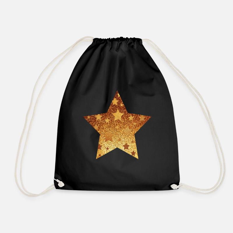 Stern mit Sternchen - Gold Geschenk Geschenkidee - Turnbeutel - Schwarz