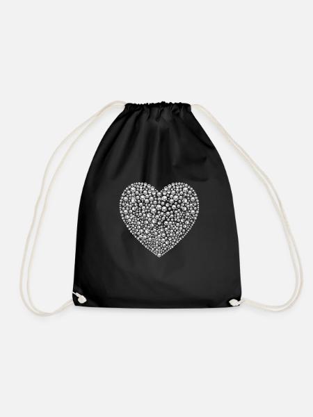 Diamonds heart - Drawstring Bag - black