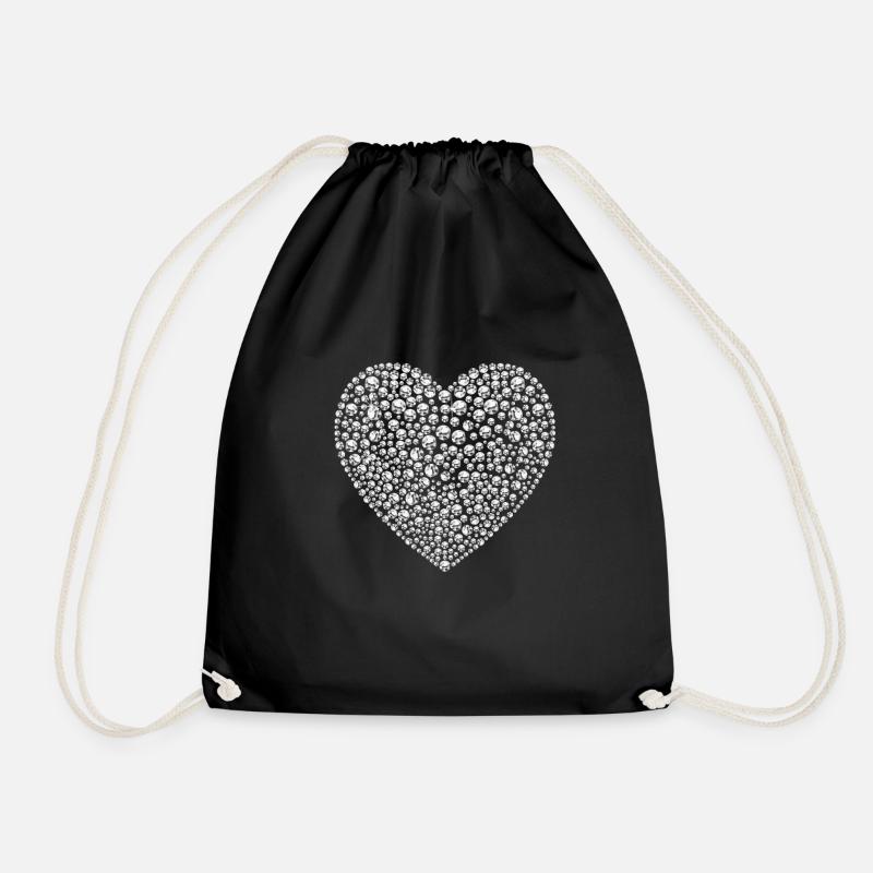 Diamonds heart - Drawstring Bag - black