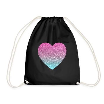 glitter heart - Drawstring Bag - black - Front