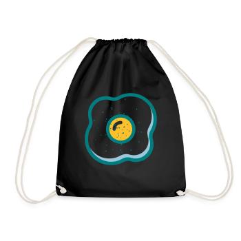fried egg - Drawstring Bag - black - Front