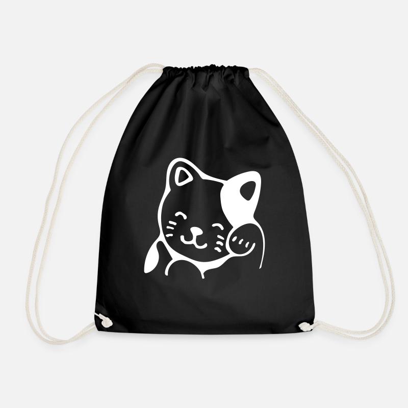 Glückliche Katze - Turnbeutel - Schwarz