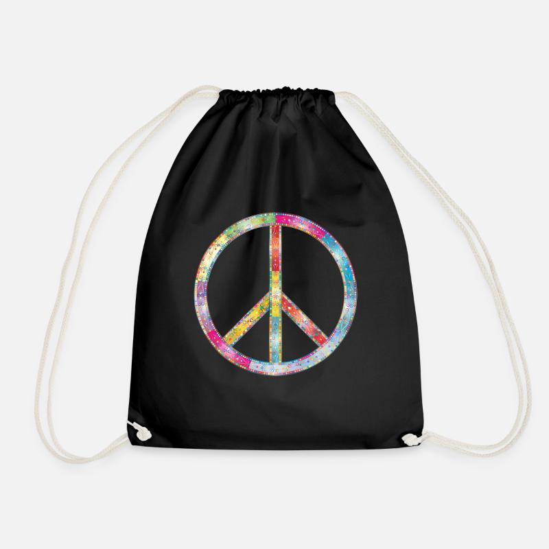 Peace - Drawstring Bag - black