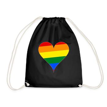 Herz Regenbogen Flagge Geschenk - Turnbeutel - Schwarz - Vorne
