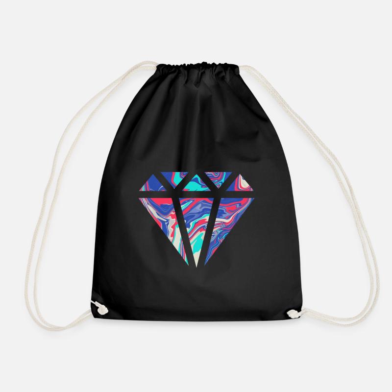 Schlichtes buntes Diamanten Design/Symbol - Turnbeutel - Schwarz