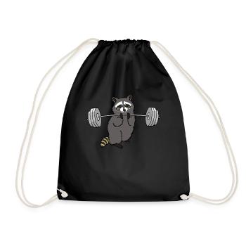 Workout raccoon - cadeau cool pour la salle de gym - Sac de sport léger - noir - Devant