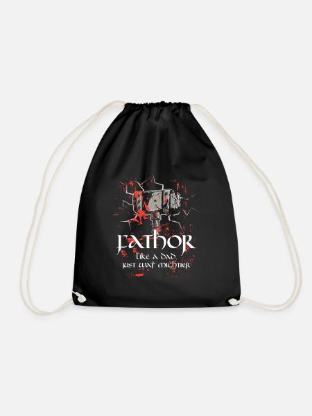 Fathor Vater Thor Papa Nur Mächtiger Vatertag Gift - Turnbeutel - Schwarz