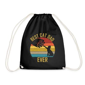 Katzenpapa Best cat dad ever rétro motif de chat - Sac de sport léger - noir - Devant