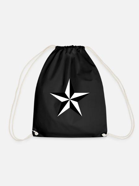 nautical star - Drawstring Bag - black