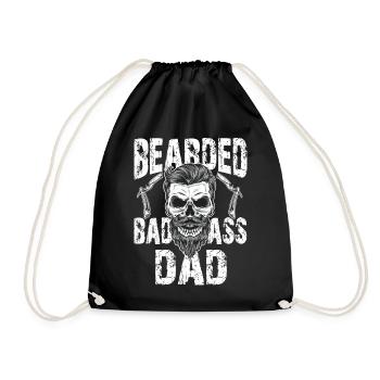 Bärtiger Papa Vollbart Totenkopf Barber Haare Bart - Turnbeutel - Schwarz - Vorne