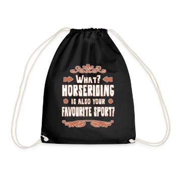 Reiten Reitsport Pferd Geschenk Mädchen - Turnbeutel - Schwarz - Vorne