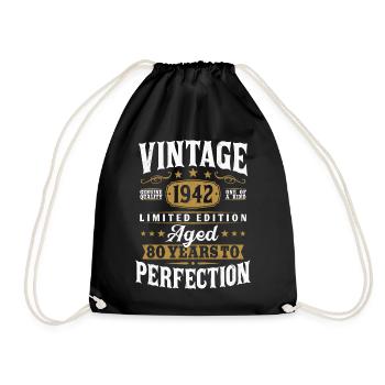80 ans Vintage né en 1942 - Sac de sport léger - noir - Devant