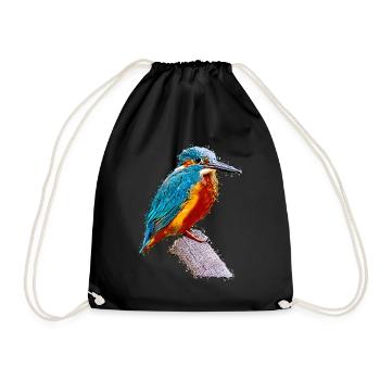 Hummingbird Bird Animal Art Watercolor Cartoon Colorful - Drawstring Bag - black - Front