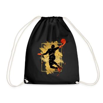 Basketball Basketball Player Dunking Gold Splash - Drawstring Bag - black - Front
