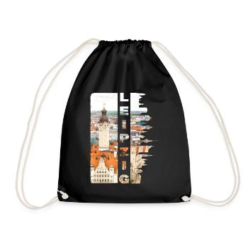 Leipzig Deutschland Stadt Skyline Heimat Liebe - Turnbeutel - Schwarz - Vorne