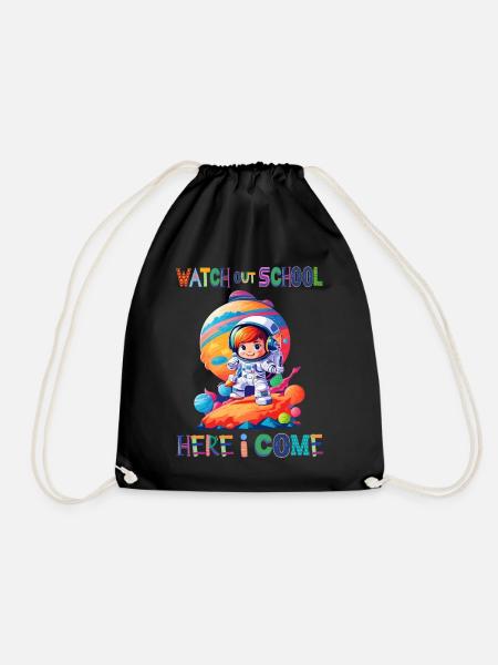 Watch out school - here I come / Astronaut girl - Drawstring Bag - black