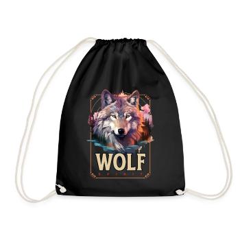 Loup tête de loup Nature nature sauvage aventure forêt Art - Sac de sport léger - noir - Devant