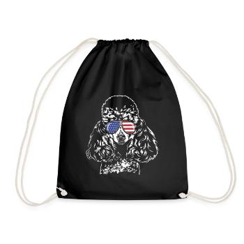 Miniature Poodle Poodle America Flag Dogs Wilsigns - Drawstring Bag - black - Front