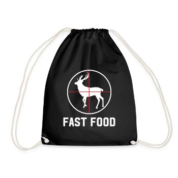 Fast Food Hirsch Jagd T-Shirt Lustiges Geschenk - Turnbeutel - Schwarz - Vorne