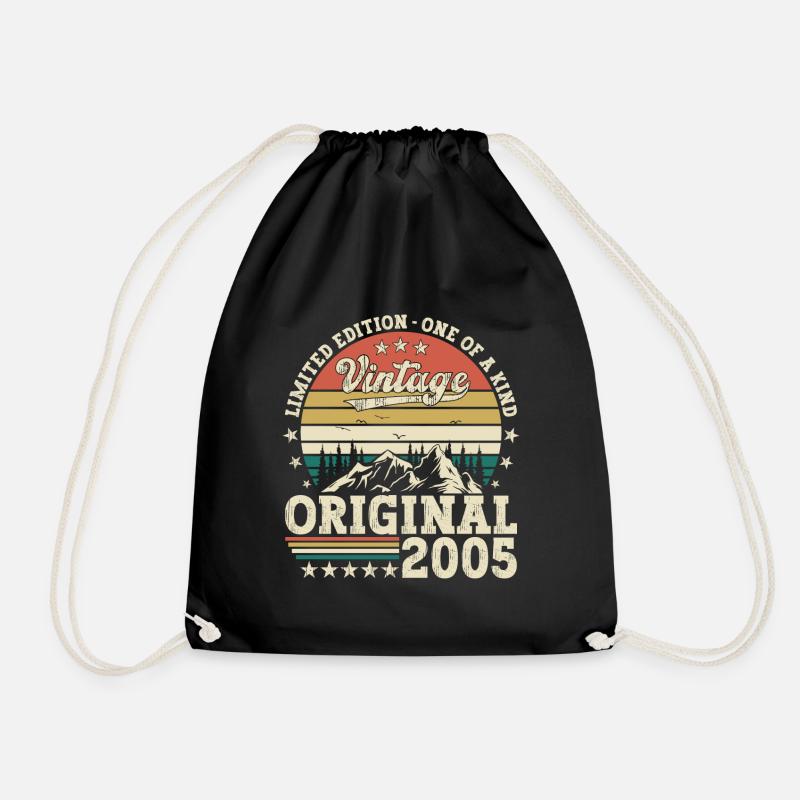 Original 2005 17th Birthday Gift Men - Drawstring Bag - black