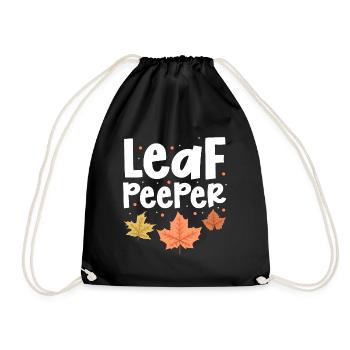 Leaf Peeper Peeping Autumn Fall Season Leaves - Drawstring Bag - black - Front