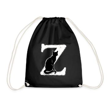 Letter Z with cat - Drawstring Bag - black - Front