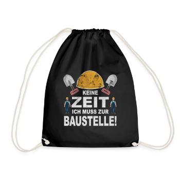 Baustelle Hausbau Arbeiten Bauen Bau Renovieren - Turnbeutel - Schwarz - Vorne