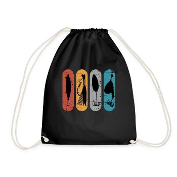Vintage fishing lure angler fish fishing lure - Drawstring Bag - black - Front