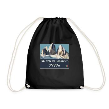 Tre Cime di Lavaredo Drei Zinnen Dolomiti Südtirol - Turnbeutel - Schwarz - Vorne