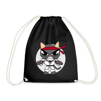 Karate Katze - Turnbeutel - Schwarz - Vorne