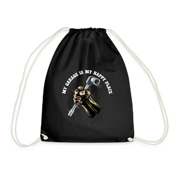 Mechanic My Garage Is My Happy Place - Drawstring Bag - black - Front