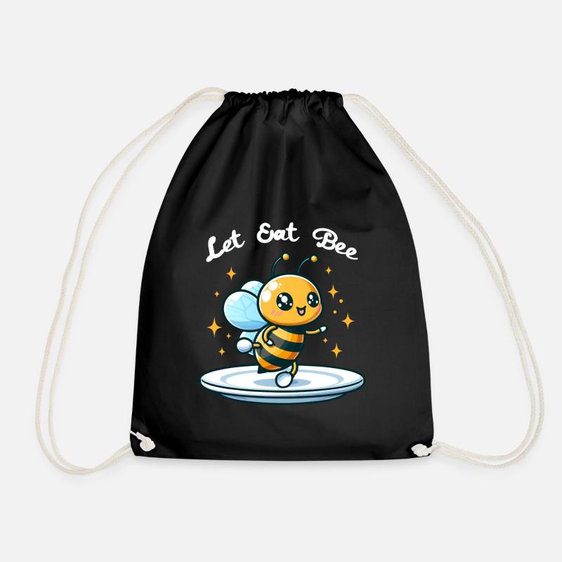 Let Eat Bee Funny Sarcastic - Drawstring Bag - black
