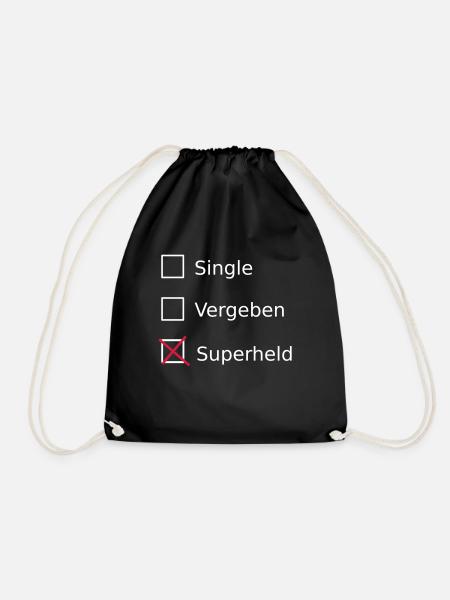 Single Vergeben Superheld - Turnbeutel - Schwarz