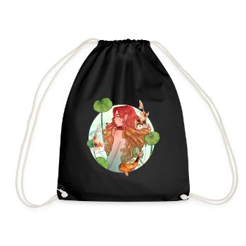 Female nymph and koi carp - Drawstring Bag - black - Front