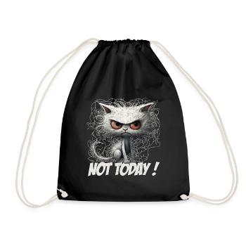 Lustiges Katzen Design - Not Today Katzenliebhaber - Turnbeutel - Schwarz - Vorne