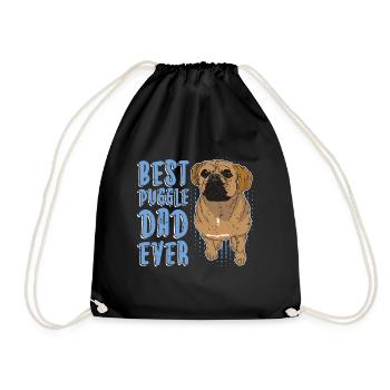 Best Puggle Dad Dogs Father's Day Gift Puggle - Drawstring Bag - black - Front